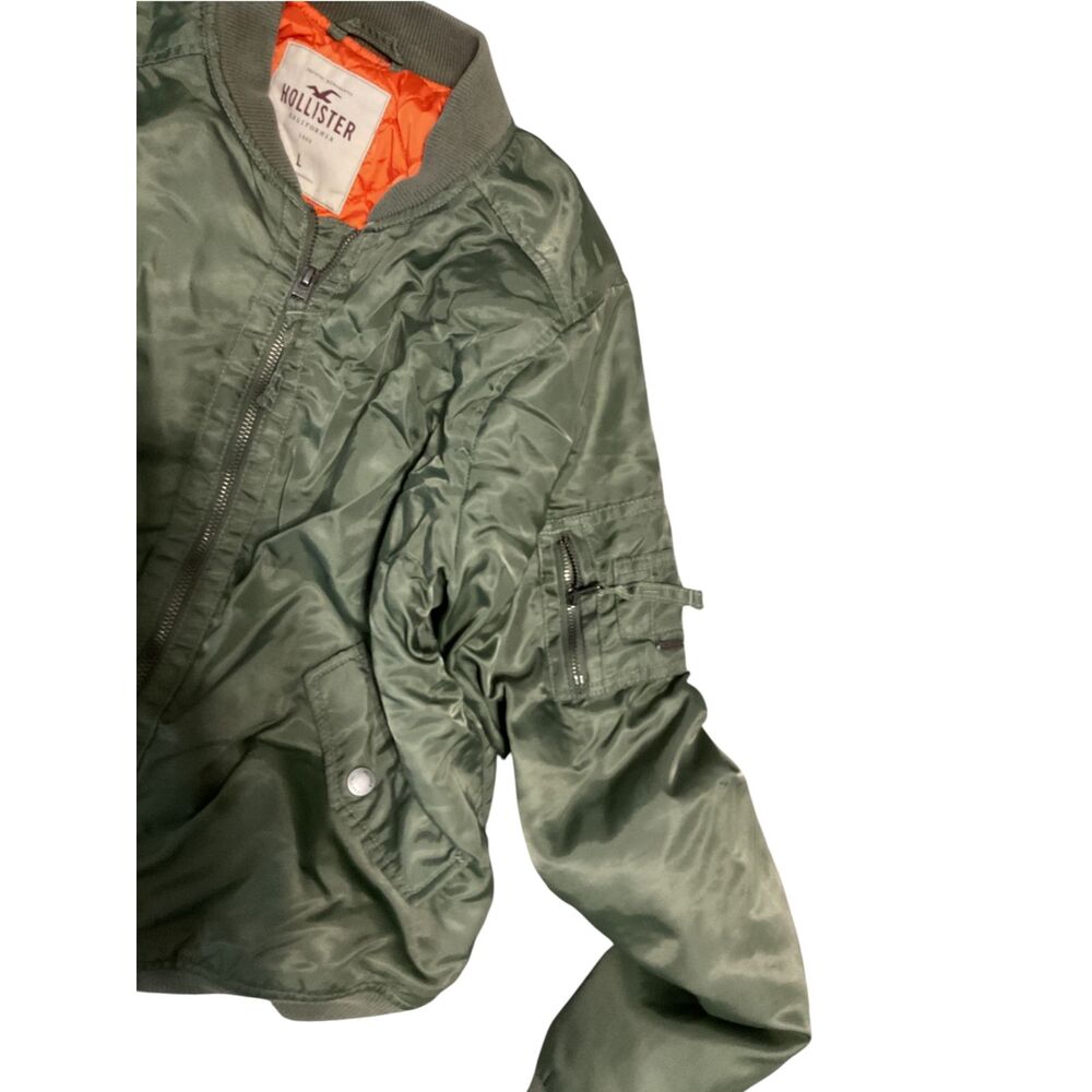 Hollister Green Bomber Jacket Full Zip Size L - Picture 6 of 15